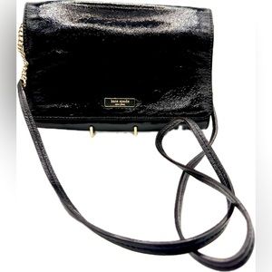 Kate Spade Small Black Flap Crossbody Bag, Very Good Preowned Condition.